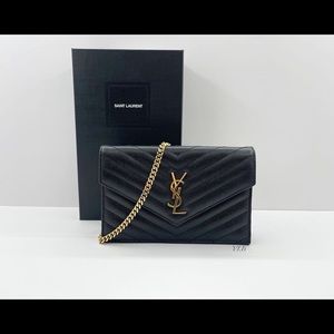 ***SOLD***Authentic Saint Laurent Matelasse Chain Wallet